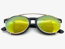 Classic Vintage Retro Style Clip On SUNGLASSES Round Black Frame 6442
