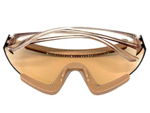 Oversized Exaggerated Modern Rerto Shield Style SUNGLASSES Large Tan Frame 63290