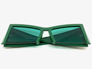 Oversized Exaggerated Modern Retro Cat Eye Style SUNGLASSES Large Green Frame 1286