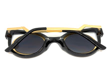 Classic Vintage Retro Cat Eye Style SUNGLASSES Funky Black Frame - Blue Lens 1737
