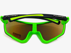 Oversized Retro Sporty Wrap Around Style SUNGLASSES Large Green & White Frame 3694