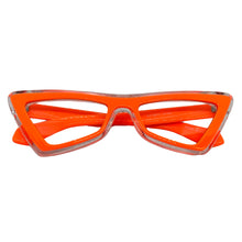 Classy Elegant Modern Retro Cat Eye Style Clear Lens with Slight Tint SUNGLASSES Neon Orange Frame E1997