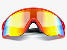 Oversized Retro Sporty Wrap Around Style SUNGLASSES Large Red Frame 9046