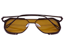 Classy Trendy Bold Modern Retro Shield Style SUNGLASSES Black Frame - Tea Tone Lens 5399