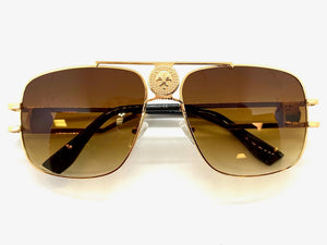 Classic Elegant Luxury Hip Hop Aviator Style SUNGLASSES Gold Frame 7736