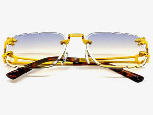 Classy Elegant Luxury Modern Designer Style SUNGLASSES Gold Rimless Frame 5294