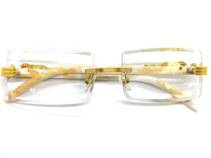 Classy Elegant Luxury Modern Designer Style Clear Lens EYEGLASSES Gold Rimless Frame 5302