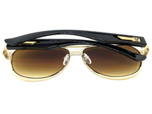 Classic Vintage Retro Aviator Style SUNGLASSES Sleek Gold & Black Frame 21037