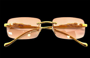 Classy Elegant Sophisticated Luxury Style SUNGLASSES Rimless Gold Frame E0661