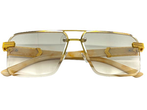 Men's Classy Elegant Luxury Designer Hip Hop Style SUNGLASSES Gold & Marble Frame 7537