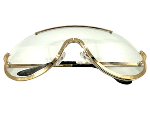 Oversized Modern Retro Shield Style Party Raver SUNGLASSES Large Gold Frame AB303