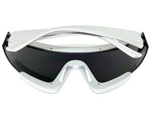 Oversized Exaggerated Modern Rerto Shield Style SUNGLASSES Large Silver Frame 63290