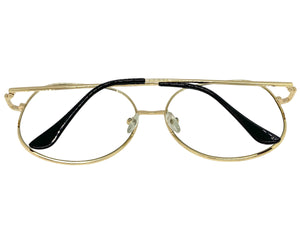 Oversized Exaggerated Vintage Retro Style Clear Lens EYEGLASSES Large Gold Frame 6404