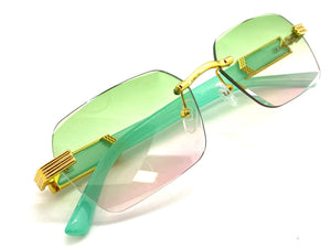 Men's Classy Elegant Luxury Retro Hip Hop Style SUNGLASSES Gold Rimless Frame 7522