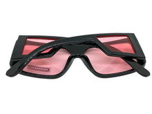 Oversized Modern Retro Shield Style SUNGLASSES Black Frame Pink Lens 9227