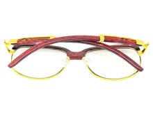 Classic Retro Luxury Designer Hip Hop Style Clear Lens EYEGLASSES Square Gold & Faux Wooden Frame E0425