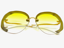 Exaggerated Classic Vintage Retro Style SUNGLASSES Round Light Yellow Lens 2272