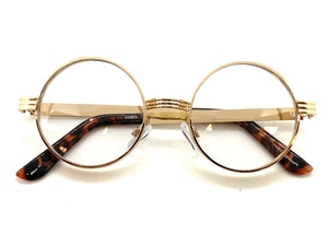 Classic Vintage Retro Style Clear Lens EYEGLASSES Round Rose Gold Frame 8528