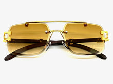 Men's Classy Elegant Luxury Retro Hip Hop Style SUNGLASSES Gold & Faux Wood Frame 5256