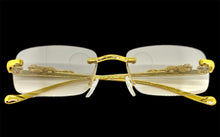 Classy Elegant Sophisticated Luxury Style Clear with Slight Tint Lens SUNGLASSES Rimless Gold Frame E0661A