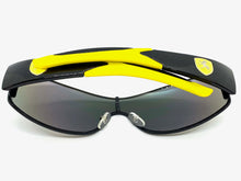 Classic Contemporary Modern Wrap Style SUNGLASSES Sleek Black & Yellow Frame 3734