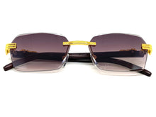 Classy Elegant Sophisticated Luxury Style SUNGLASSES Gold & Wooden Frame E0958