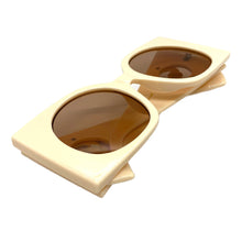 Oversized Exaggerated Classic Vintage Retro Style SUNGLASSES Huge Square Cream Frame 2158