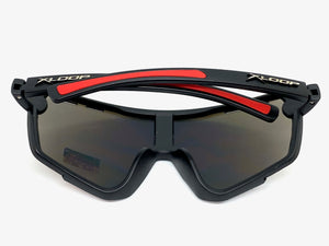 Oversized Retro Sporty Wrap Around Style SUNGLASSES Large Black & White Frame 3694