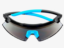 Oversized Retro Sporty Wrap Around Shield Style SUNGLASSES Large Frame - Blue Lens 80963