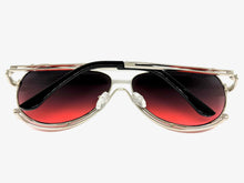 Classic Vintage Retro Aviator Style SUNGLASSES Silver Metal Frame - Gray & Rose Lens A193