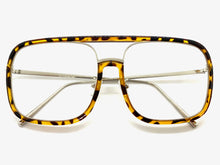 Oversized Vintage Retro Style Clear Lens EYEGLASSES Large Tortoise & Silver Frame 53102