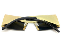 Modern Retro Futuristic Party Raver Style SUNGLASSES Unusual Gold Frame 5275