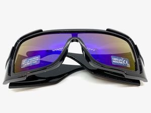 Oversized Modern Retro Wrap Shield Style SUNGLASSES Huge Super Thick Black Frame 1044