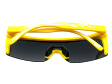 Classic Hardcore Biker Gangster Wrap Shield Style POLARIZED SUNGLASSES Yellow Frame - Dark Lens X0018