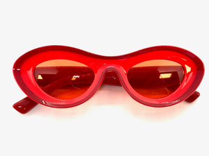 Contemporary Modern Retro Raver Party SUNGLASSES Funky Red Frame 2123