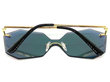 Sleek Modern Retro Shield Style SUNGLASSES Gold Rimless Frame 7756