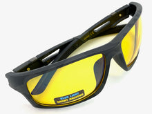 Sporty Wrap Around Blue Light Night Driving HD Lens SUNGLASSES Black Frame 3503