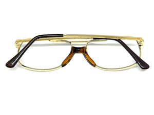 Classic TRUE Vintage Retro Aviator Style Clear Lens EYEGLASSES Gold Frame - Glass Lens 9006