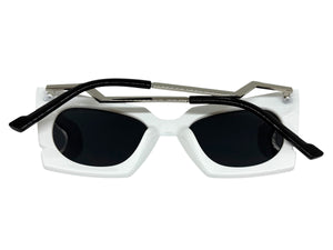 Classic Vintage Retro Cat Eye Style SUNGLASSES Funky White & Black Frame 1720