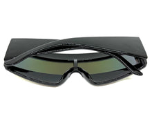 Space Futuristic Robotic Cyclops Shield Costume Party SUNGLASSES Black Frame - Blue Lens K019