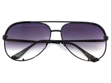 Classic Vintage Retro Aviator Style SUNGLASSES Black Frame Gray & Clear Lens P0218
