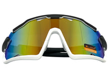 Oversized Retro Sporty Wrap Around Style SUNGLASSES Large Black & White Frame 3693
