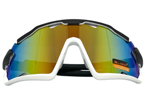 Oversized Retro Sporty Wrap Around Style SUNGLASSES Large Black & White Frame 3693