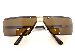Contemporary Modern Wrap Style SUNGLASSES Gold Frame E0943