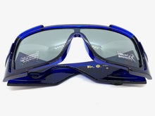 Oversized Modern Retro Wrap Shield Style SUNGLASSES Huge Super Thick Blue Frame 1044