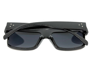 Classic Vintage Retro Style SUNGLASSES Large Black Frame - Dark Lens S050
