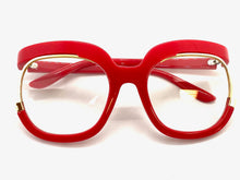 Oversized Classic Vintage RETRO Style Clear Lens EYEGLASSES Red Optical Frame - RX Capable 1459