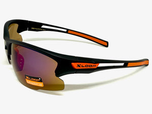 Sporty Wrap Around Cycling Fishing Biker SUNGLASSES Sleek Black Frame - Purple Lens 2754