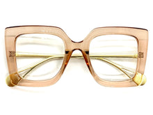 Oversized Exaggerated Retro Cat Eye Clear Lens EYEGLASSES Large Nude & Gold  Optical Frame - RX Capable 1152