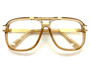 Classic Vintage Retro Hip Hop Rapper Style Clear Lens EYEGLASSES Nude & Gold Frame 8529